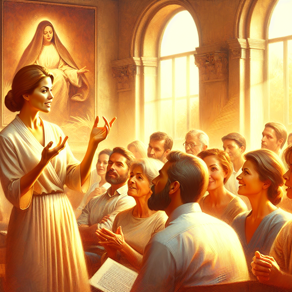 Create an image of a female homeopathic doctor giving a lecture to parents. Create an image of a female homeopathic doctor giving a lecture to parents.