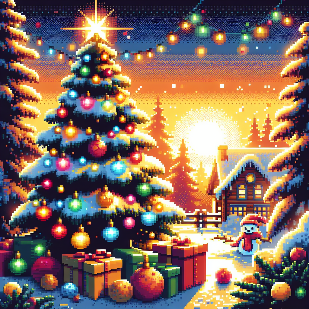 Новогодняя открытка красочная с елью