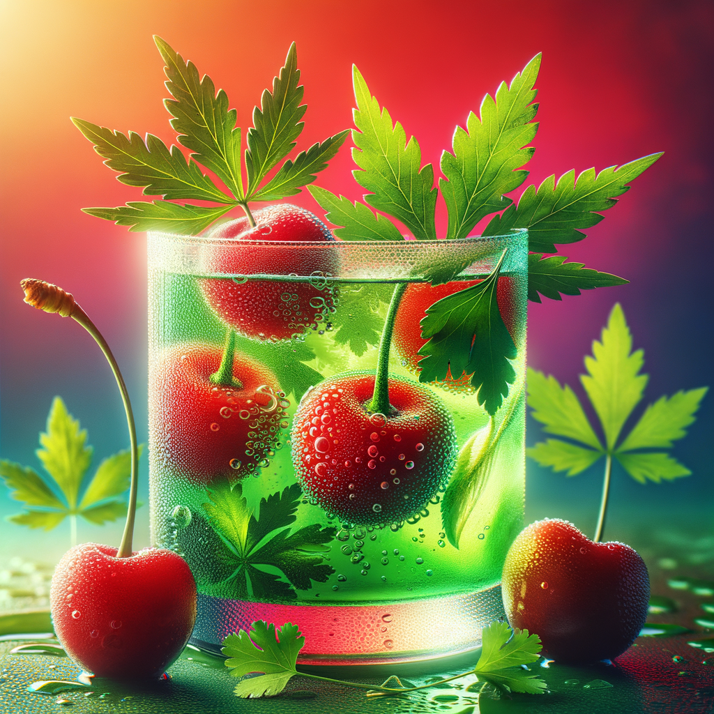 hemp lemonade with cherries and cilantro. juicy picture hemp lemonade with cherries and cilantro. juicy picture