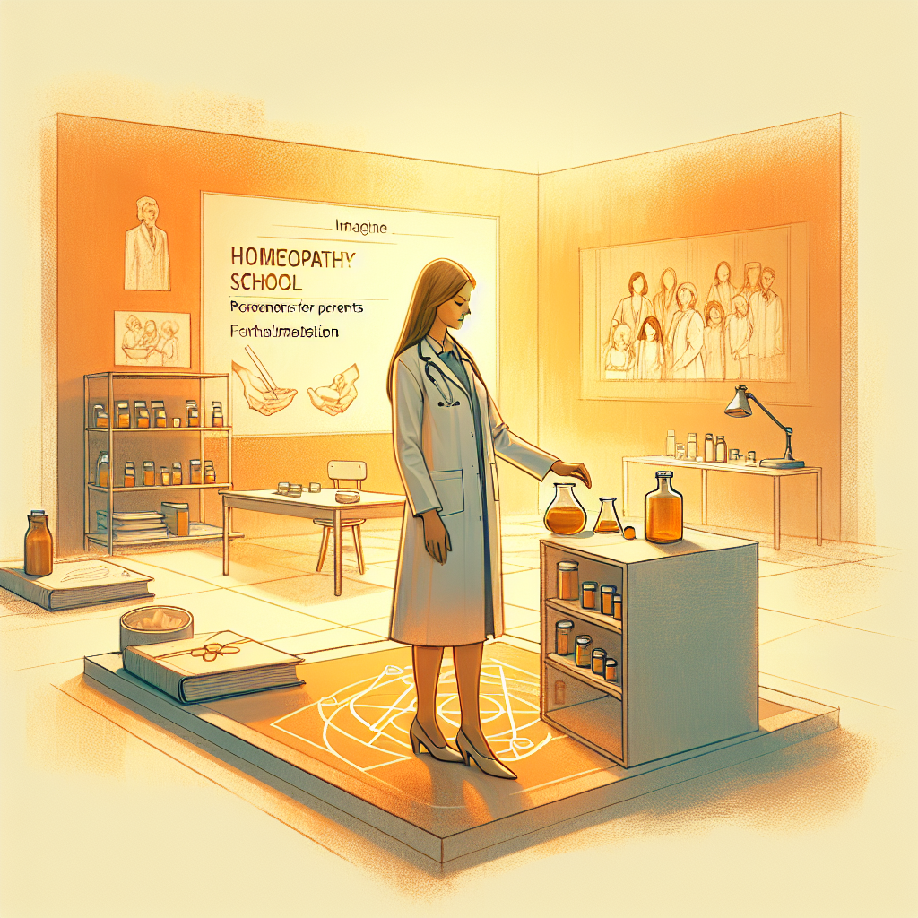 Create a picture of a homeopathy school for parents, featuring a female doctor. Create a picture of a homeopathy school for parents, featuring a female doctor.